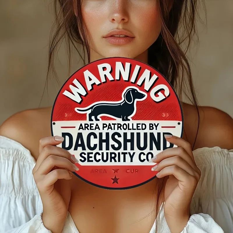 Printed Warning Sign for Dachshunds -1 Vintage Iron Metal Tin Sign, Pet Patrol Area Notice Wall Decoration, Retro Decoration, Dog Lovers