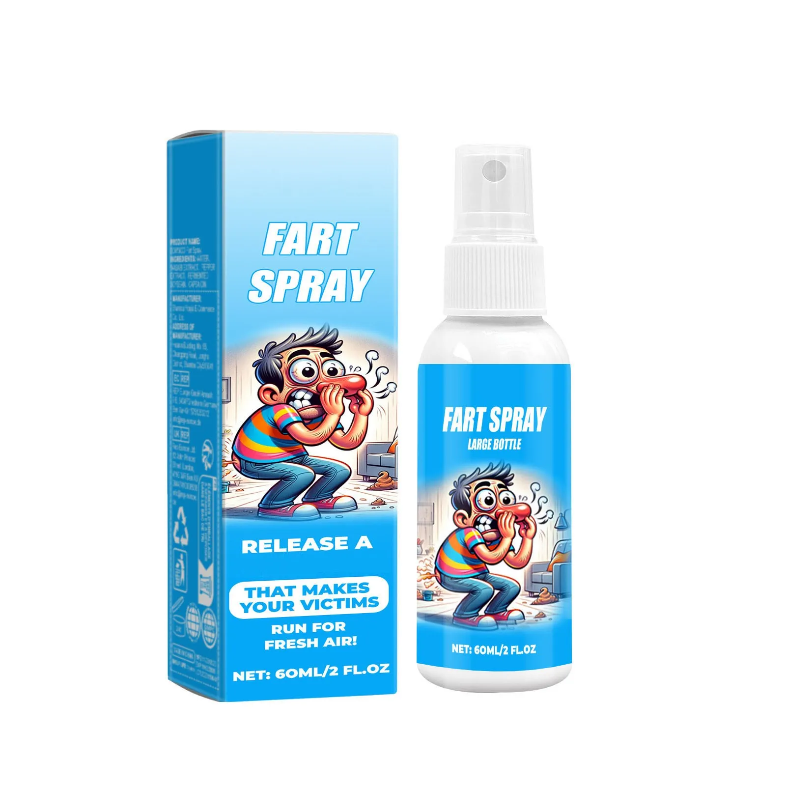 60ml Fart Spray Prank Joke Plastic Fart Gag Spray Party Supplies Spoof Spray zapachowy dla dorosłych dzieci Nietoksyczny Halloween Śmieszne zabawki