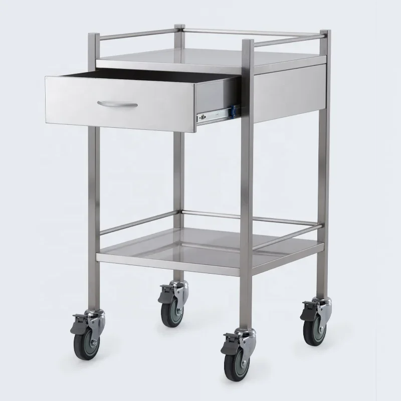 Durable Stainless Steel Trolley On Wheels for Clinic