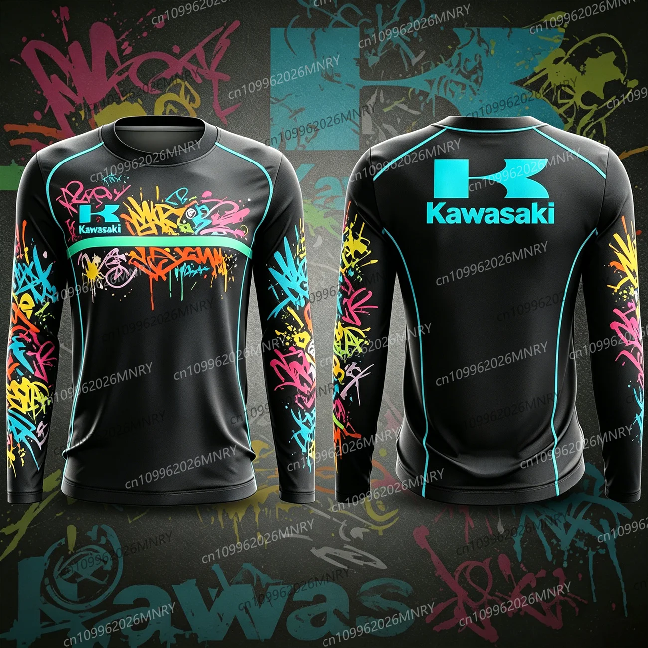 

mens polo shirt Men's long-sleeve t-shirts Kawasaki Motocross Breathable Quick Drying Cycling tshit Oversized Women Long Sleeved