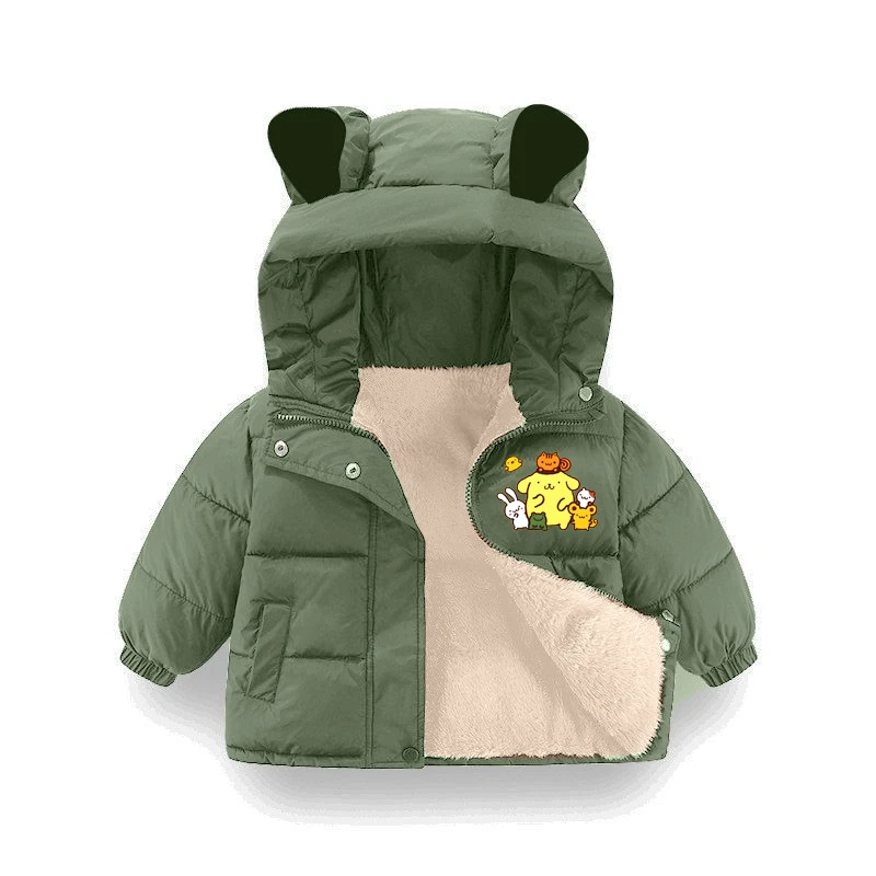 

Winter Warm Padded Jacket for Kids - Bear Ears Parka with Pocket Insulated Outerwear for Baby Boys Girls Autumn Children's Coat