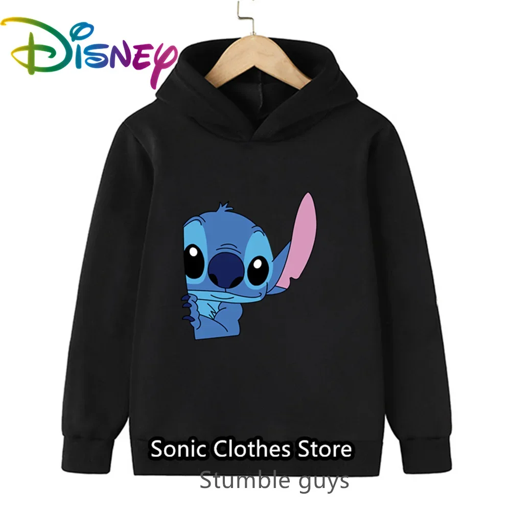 سترة بغطاء للرأس للفتيات من Stitch Disney Fall Kids ملابس رياضية كاجوال بطباعة Lilo & Stitch