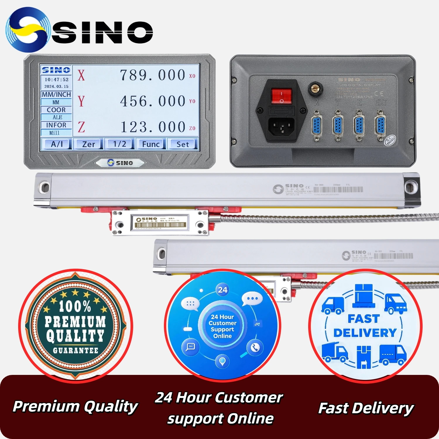 مجموعة كاملة 3 محاور تعمل باللمس LCD DRO عدة مخرطة طحن Grider شاشة القراءة الرقمية مع 2 قطعة 5um/1um خط التشفير مقياس خط #4