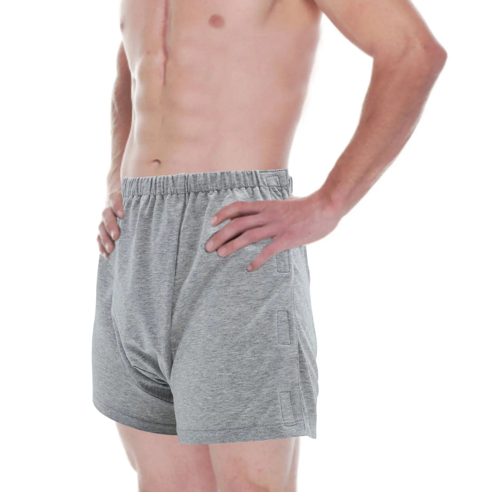 Calzoncillos de algodón para adultos, con abertura lateral, lavables y reutilizables, para uso diario y cuidado de la incontinencia masculina.