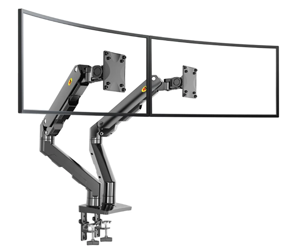 NB G55 Mechanical Spring Arm 27-34 Inch Dual Arc Screen Desktop Monitor Holder 5-16kgs Ultra Wide Monitor Mount with USB Port
