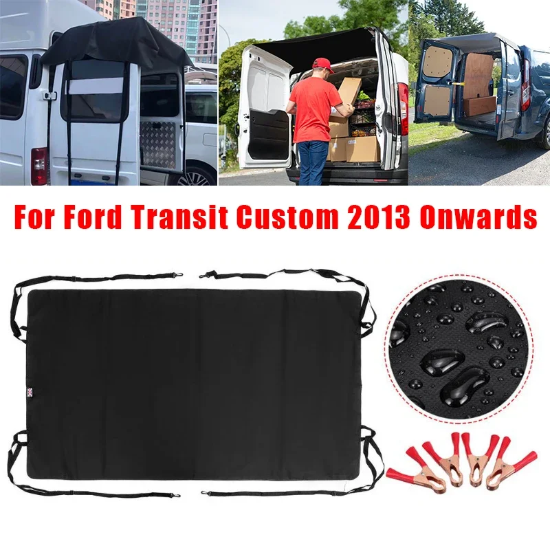 

210D Car Rear Barn Door Awning Cover Black for Ford Transit Custom 2013 Onwards for VW T5 T6 Campervan Wear-resistant Waterproof