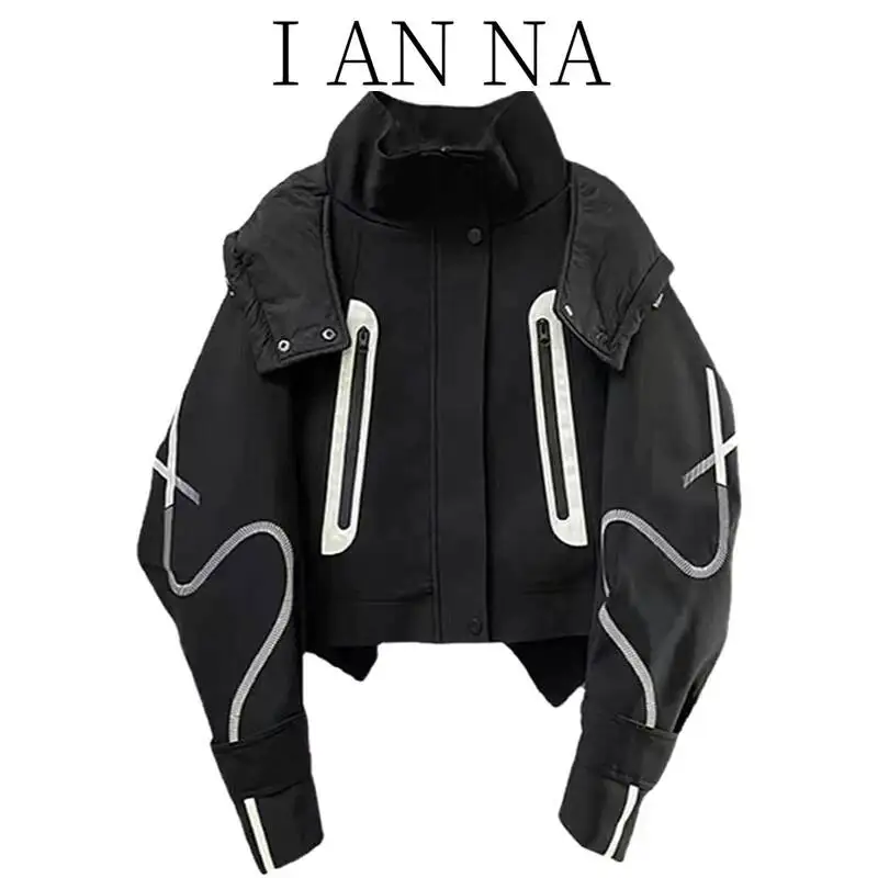 2026 Winter Women Black Hooded Cotton Short Coat Petite Baseball Pilot Jacket Loose Windproof Outerwear Casual Warm Flight Small