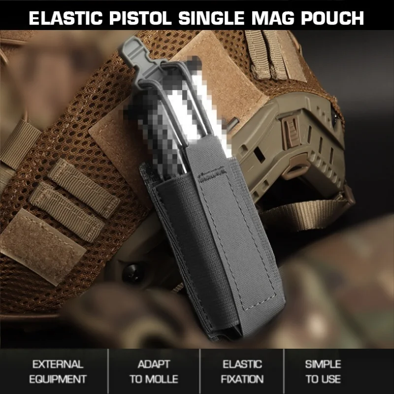 

Elastic Pistol Single Mag Pouch | MOLLE Compatible Quick Draw Magazine Holder | For Wilderness Exploration Equipment