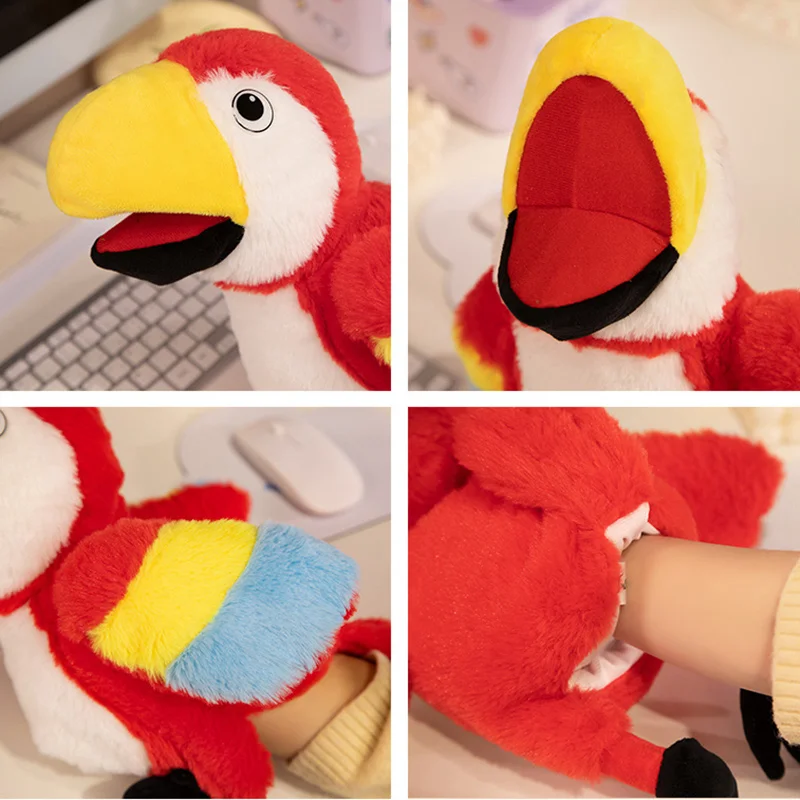 Vogel weich Stofftier Puppe Papagei Eule Adler Flamingo Pfau Cosplay Plüsch Puppe pädagogische Babys pielzeug Kawaii Hand Finger Puppe