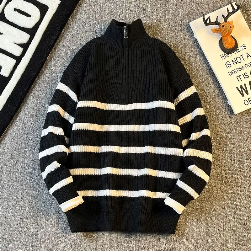 

Soft Cozy Zip-Up Knitwear Vintage Japanese Sle ex Autumn Casual Sweater Punk Sle Polyester Fiber Regular Fit Hoodie