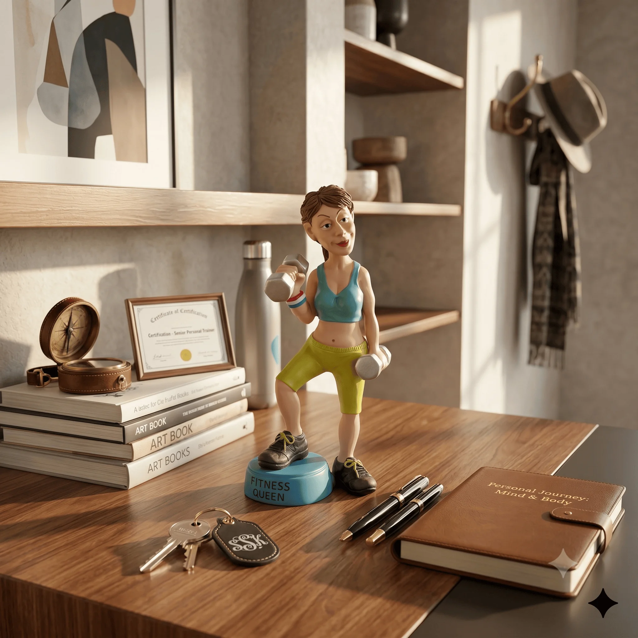 Fitness Queen Woman Figurine, Weight Lifting Lady Statue, Gym Home Office Tabletop Decor Gift