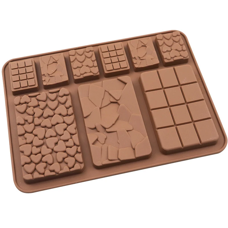 Chocolate Molds Rectangle Chocolate Bar Mold DIY Candy Dessert Waffle Love Heart Chocolate Mold Silicone Bakeware Wax Melt Mould