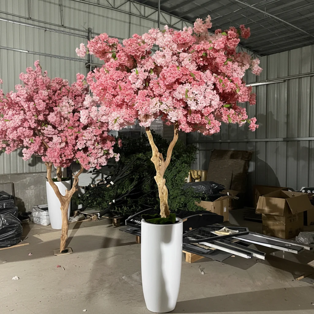 #￥New Design 180cm Pink CherryBlossom Tree Japanese Artificial Plastic Durable High Simulation Realistic Natural Look Landscaper