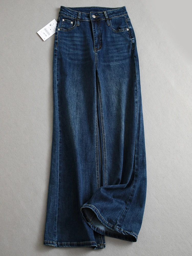 

Blue Faded High Waist Wide Leg Jeans Loose Bootcut Pants Women's Casual High Waist Denim Jeans Elastic Slimming Trousers