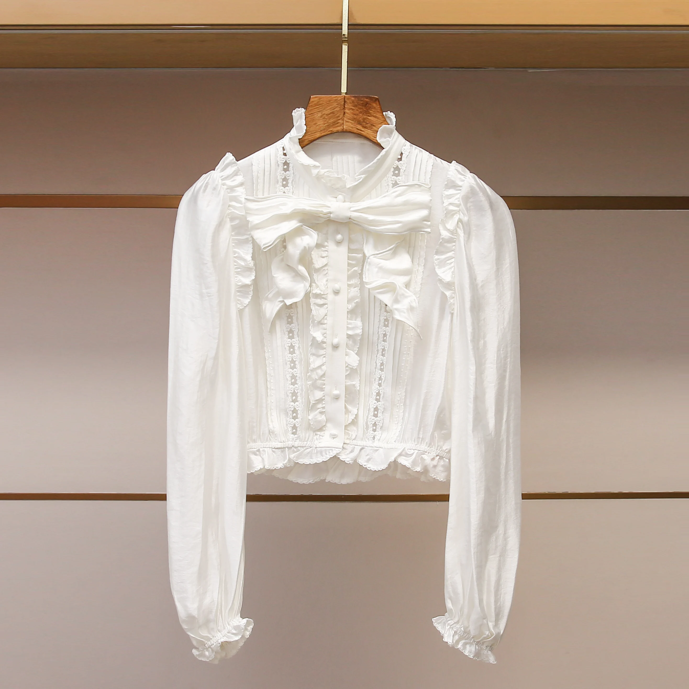 

Элитная женская блузка с узлом, съемным верхом, в стиле ретро, осенняя новинка, укороченная, с длинными рукавами