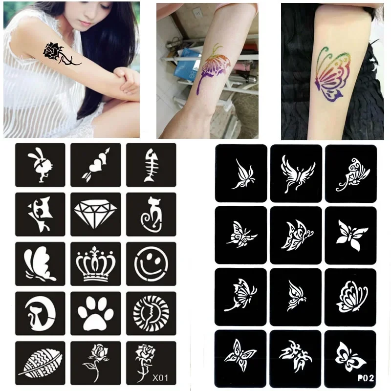 Mendhi Tattoo Stencils Diy English Words Chinese Arabic Sentence Butterfly Totem Temporary Henna Stencils for  Wrist Chest Belly