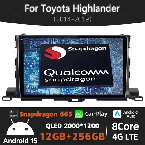 トヨタ ハイランダー クルーガー 3 XU50 2013-2019用 Android 15 カーラジオ ワイヤレスCarPlay対応 オートマルチメディア ビデオプレーヤー 4G WIFI ナビ