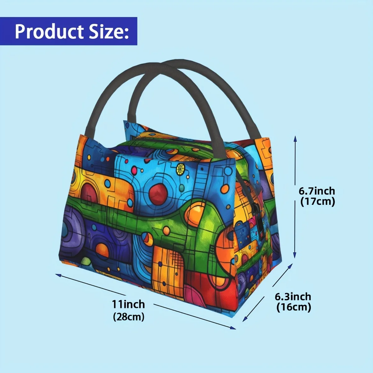 Vibrant Abstract Insulated Lunch Bag - Leakproof Reusable Thermal Cooler Tote With Sturdy Handles