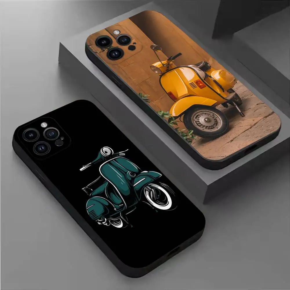 

V-VespaS S-Scooter Phone Case For iPhone 16,15,14,13,12,11 Plus,Pro Max,XS,X,XR,SE,Mini,8,7,Soft Silicone Black Cover