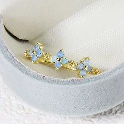 Opal Stone Clover Rings For Women Aesthetic Fashion Gold Color Female Thin Ring Ins Trend Jewelry Party Gifts Wholesale KAR223