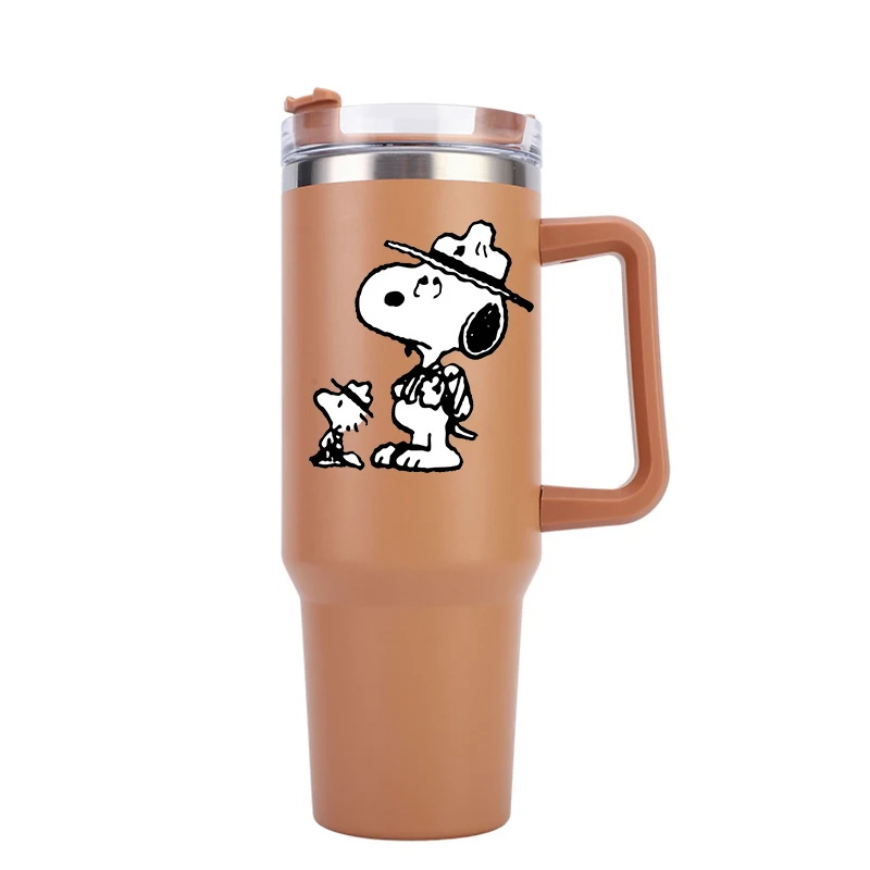 Anime Snoopy Large Capacity Insulated Handle Bottle Kawaii Girls Boys Coffee Milk Travel Sports Thermal Cup Valentine Day Gifts