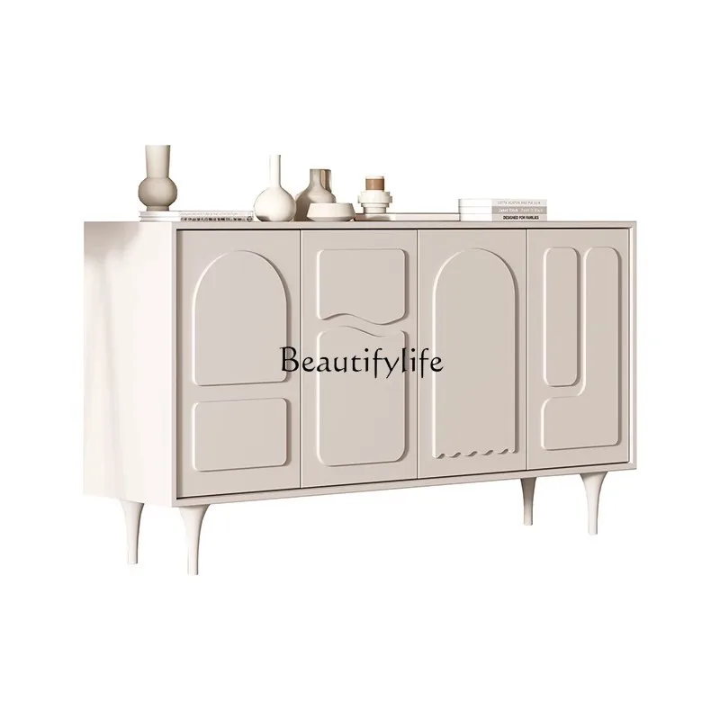 

Light luxury cream style entrance cabinet, high-end living room decoration, modern simple storage, white shoe cabinet entrance