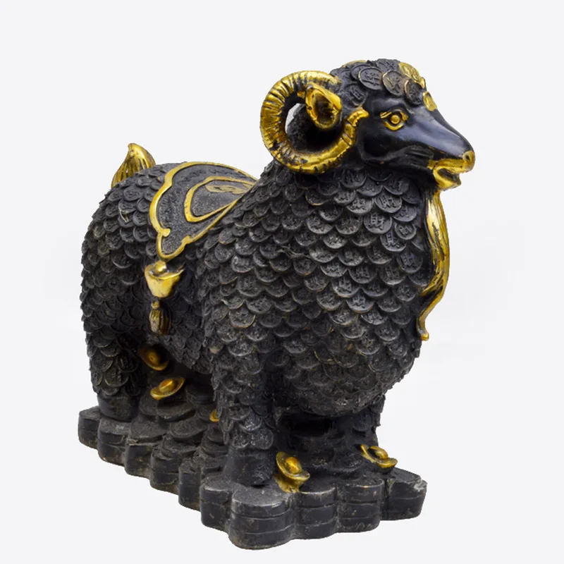 Pure copper twelve zodiac animal ornaments for home and office decoration, fortune symbol money sheep figurine