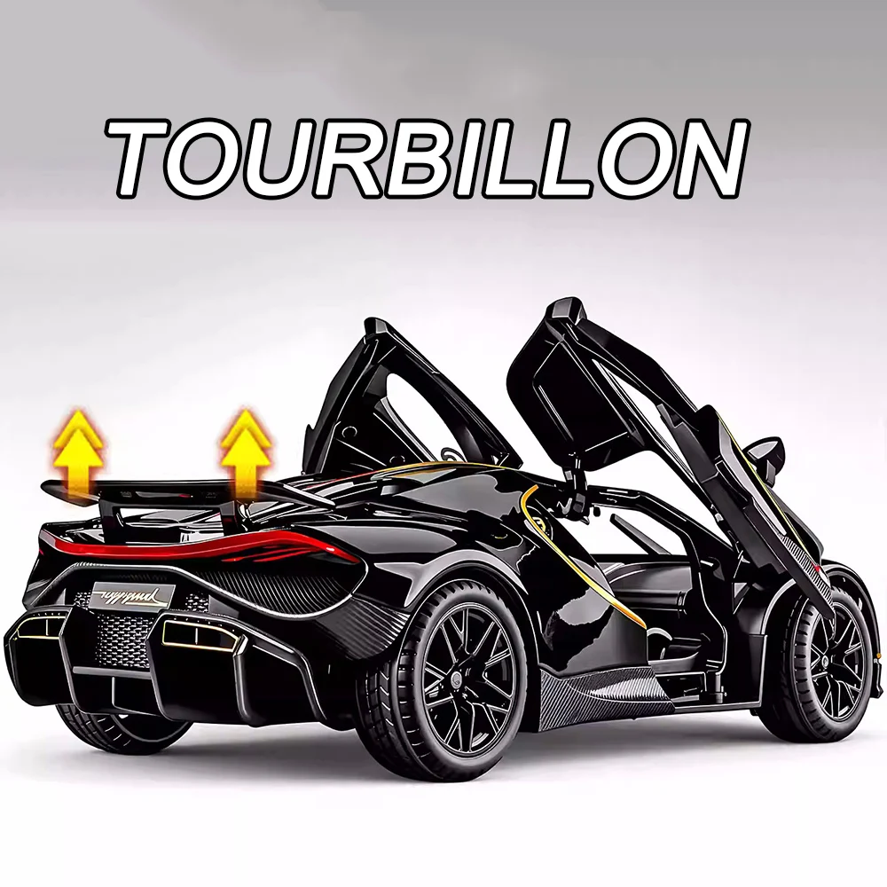 Tourbillon MC20 en alliage moulé sous pression 1:24, modèle de voitures, portes de jouets pouvant ouvertes, roue de voiture Miniature, véhicule rétractable, cadeaux de Festival pour enfants