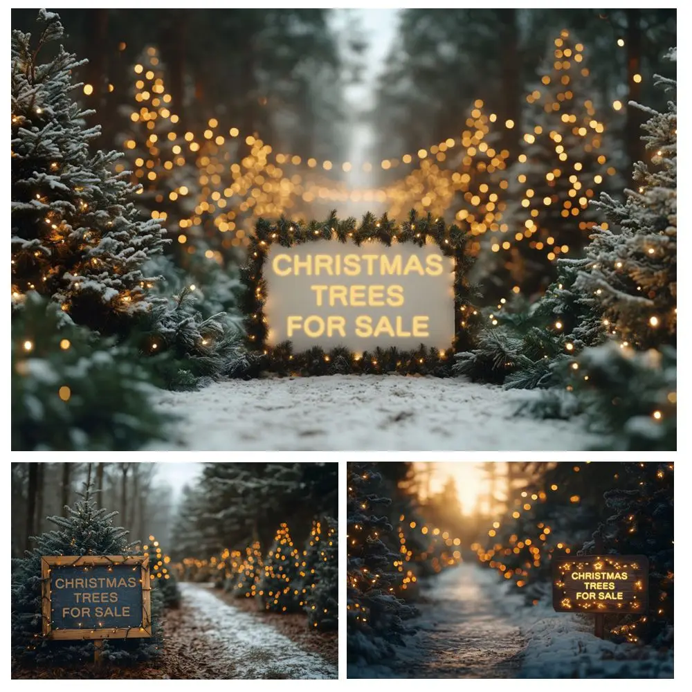 

Outdoor Bokeh Light Pine Trees Forest Backdrop Winter Christmas Baby Kids Portrait Photography Background Decor Photo Studio