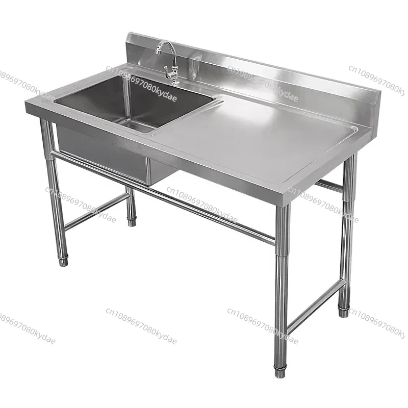 Commercial Stainless Steel Sink with Bracket Kitchen Single and Double Sink Dish Washing Basin with Platform Dining Hall