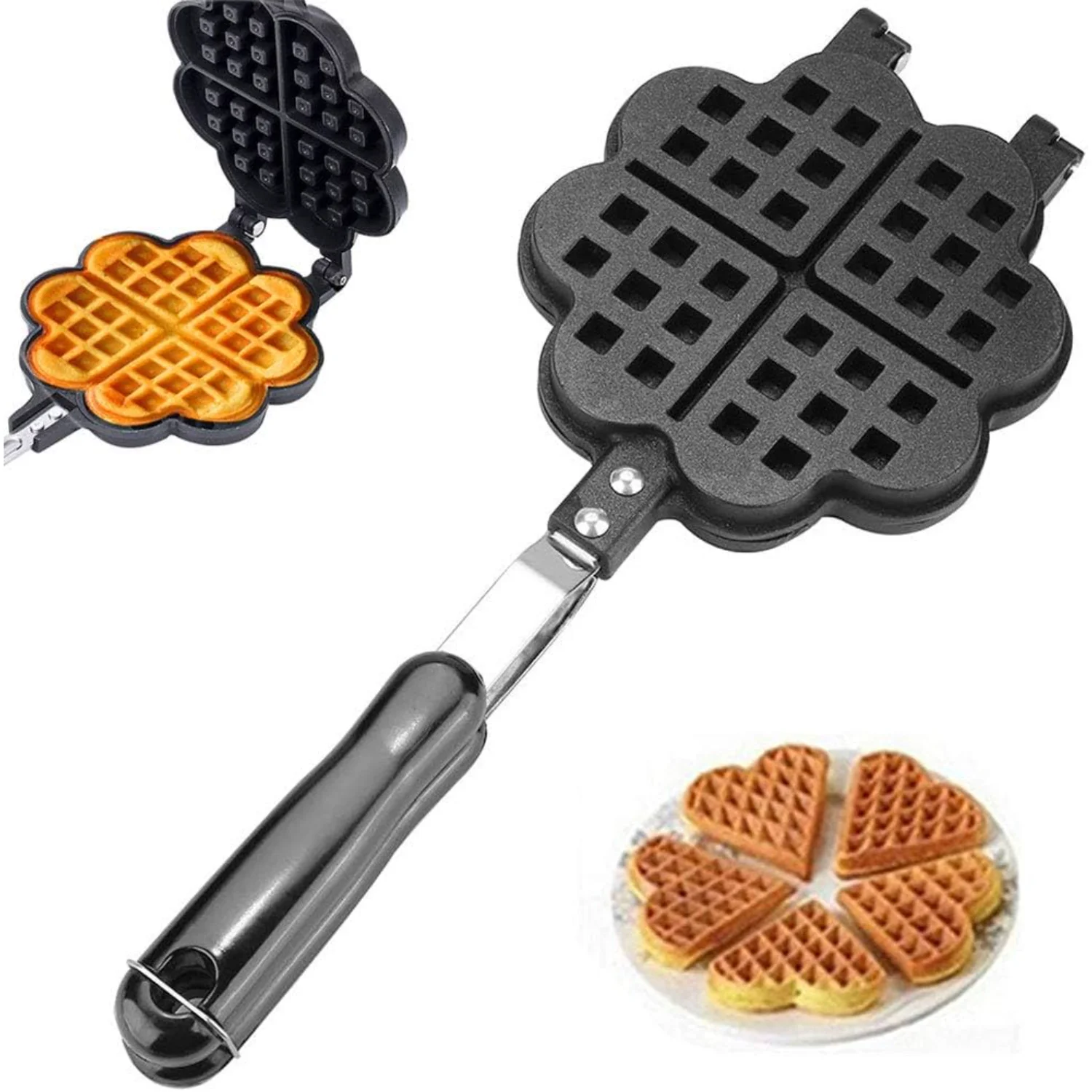 DIY Petal Shaped Waffle Cake Mold Pot, Baking Cake Pan, Non stick Double Side Biscuits Muffin Mould Pot Bakeware ,Baking Tools f