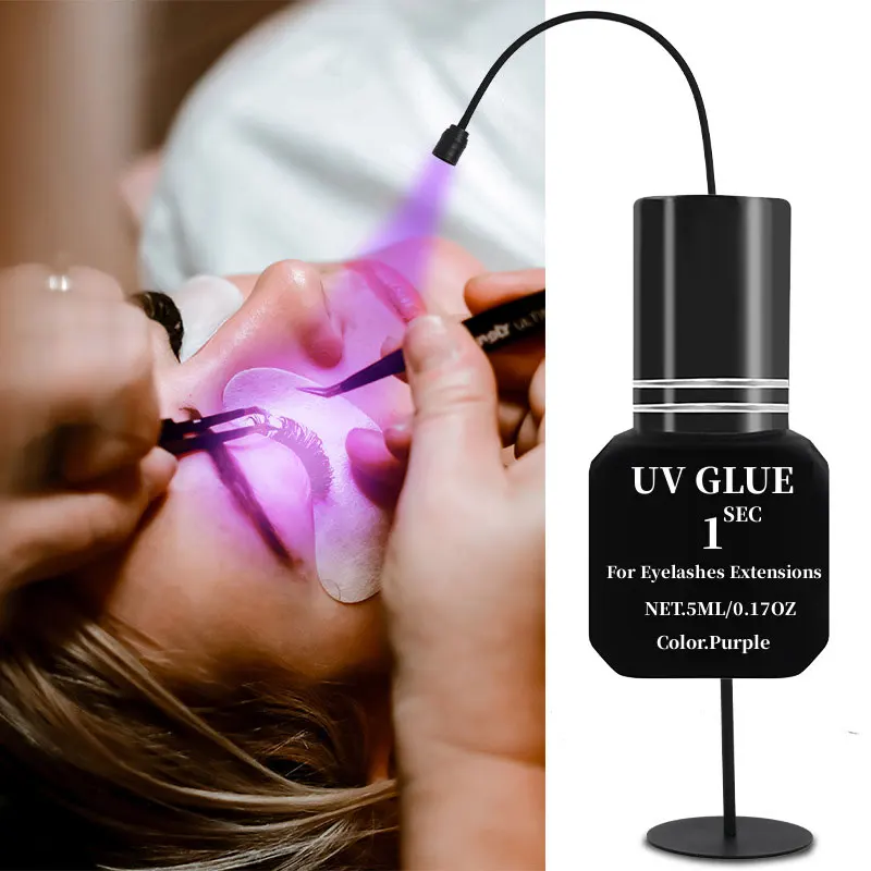 Wholesale 5PCS UV GLUE Adhesive Eyelash Extensions 6ml Black UV Eyelash Glue Fast Drying Strong Long Lasting False Lash Supplies