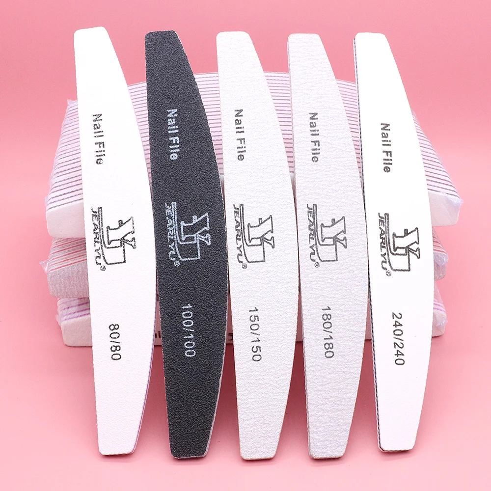 25/50 Pieces /Lot Professional Nail File JEARLYU Reusable Double Sided Emery Board 80/100/180/150 Nail Styling Manicure Tool