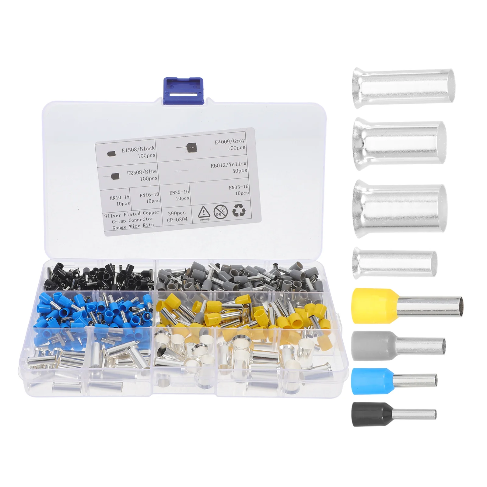 

390Pcs Wire Ferrules Copper Crimp Terminal Kit Insulated Cable Ends 2-16 Awg Electrical Wire Connectors Cord End Terminals