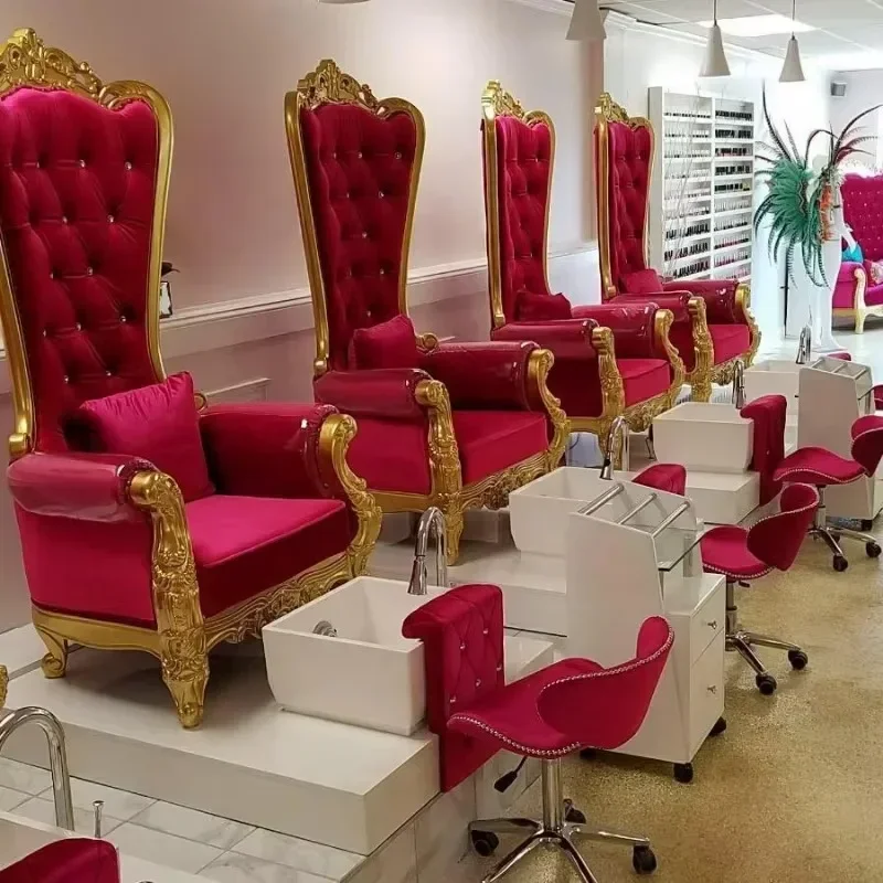 Luxury Pink No Plumbing Reclining Massage Pedicure Chair Nail  Foot Spa Throne Queen Pedicure Chair And Manicure Chair