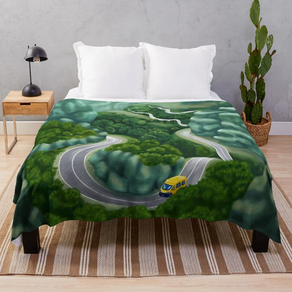 Mountain serpentine pencil drawing Throw Blanket Multi-Purpose Flannels Soft Blankets