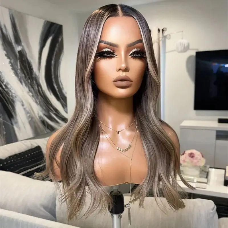 

Ombre Темно-коричневый мелирование Синтетический HD парик фронта шнурка для женщин Повседневная вечеринка Косплей Использование для ежедневного использования на вечеринке Хэллоуин Косплей