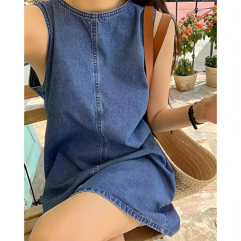 Vestido informal de verano de Color puro para mujer, ropa de trabajo sin mangas, estilo sin espalda, cintura suelta, Falda co...