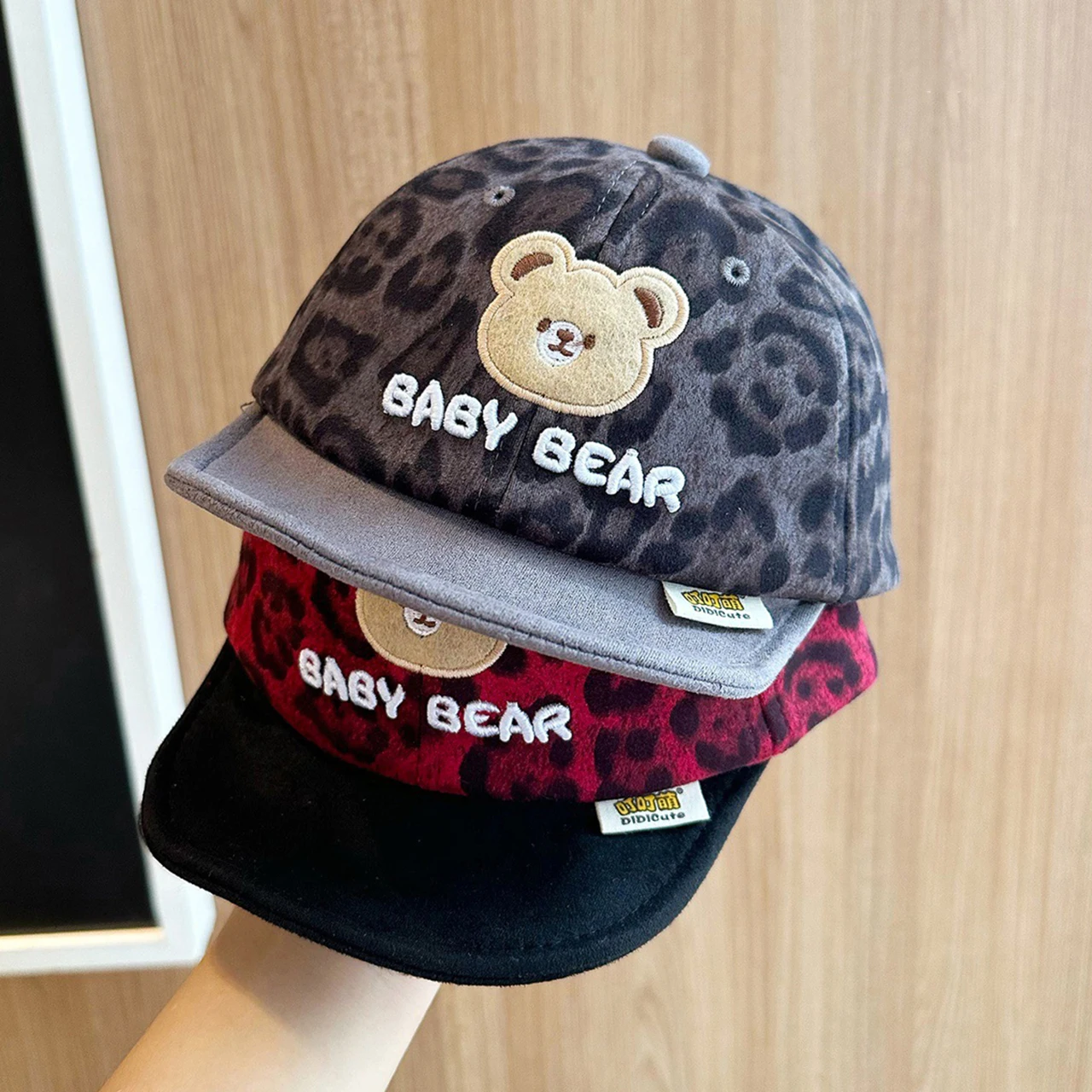 طباعة ليوبارد قبعة بيسبول للأطفال في الهواء الطلق ظلة أقنعة 6-36 شهر صبي فتاة لينة حافة قبعات البيسبول طفل الدب منقار البط قبعة #4