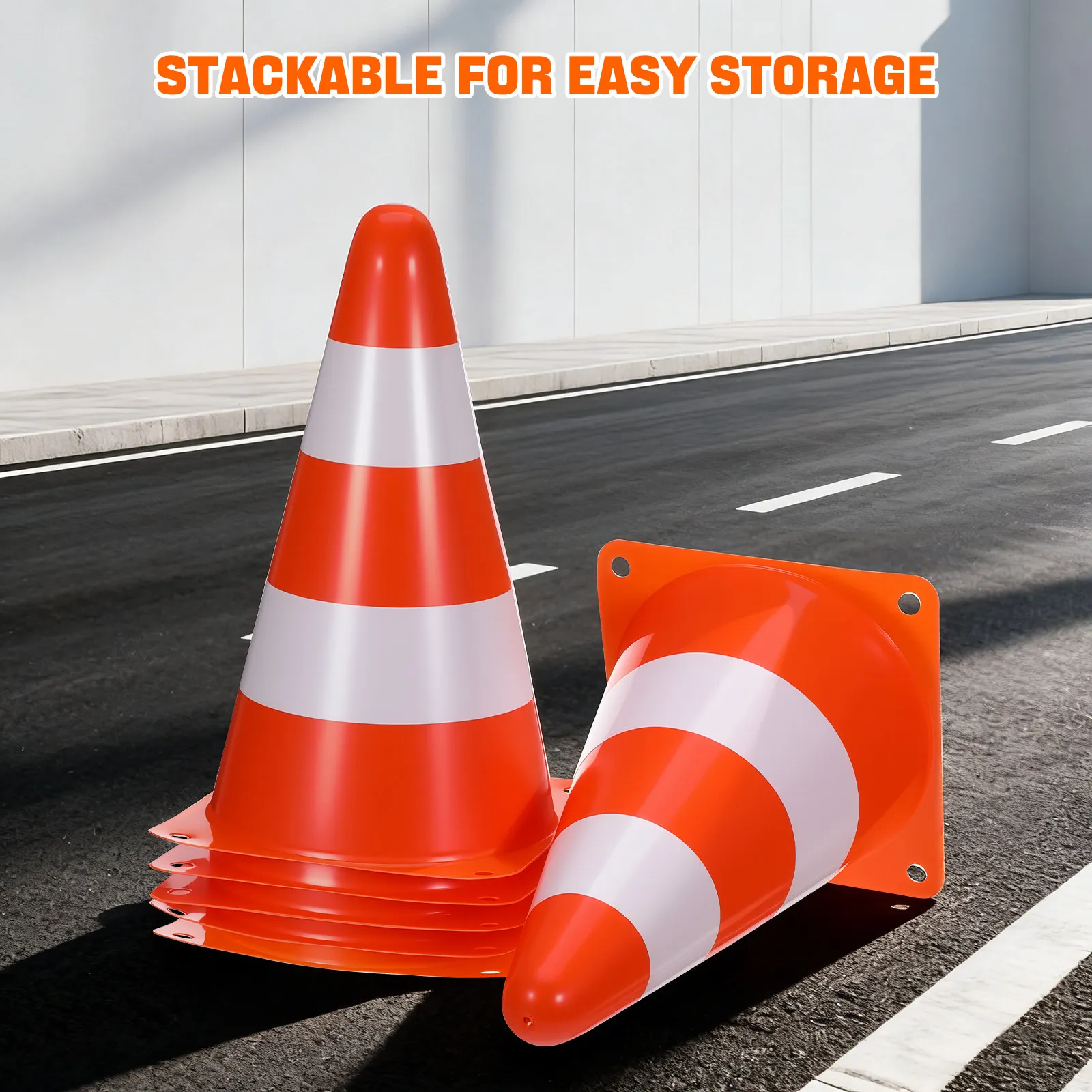 6Pcs Construction Traffic Cones Traffic Road Safety Plastic Barrier Cones For Parking Garage Driveway Construction Road Cones