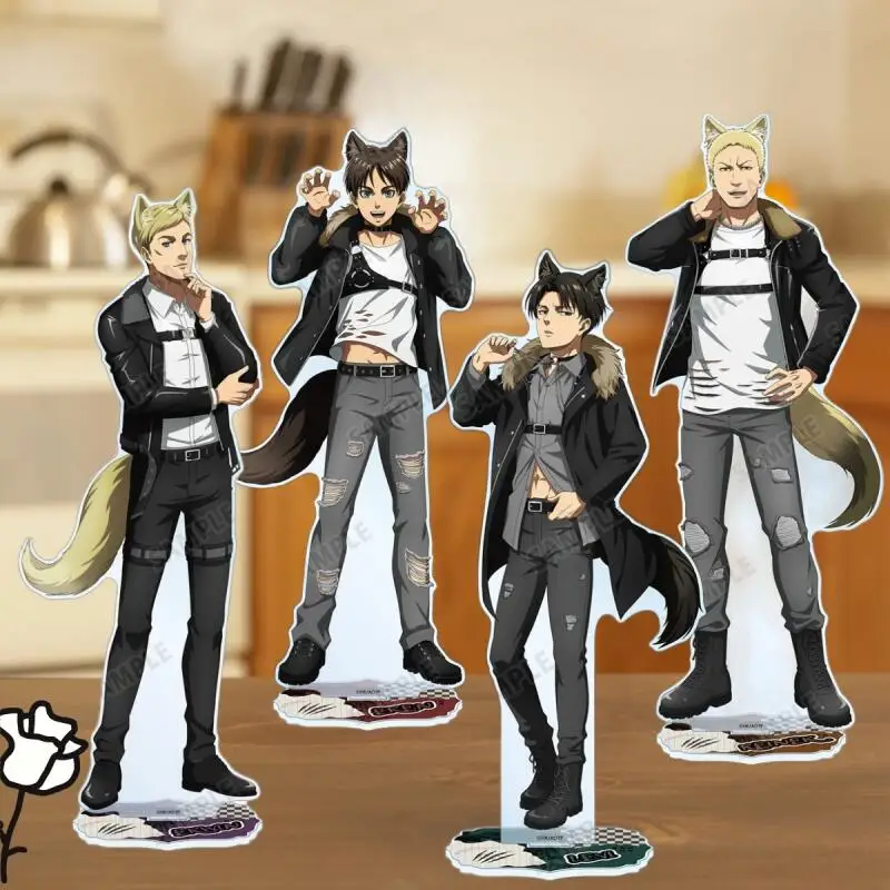 15Cm Anime Cartoons Acrylic Standee for Attack On Titan Eren Yeager Reiner Braun Levi Ackerman Erwin Smith Creative Ornaments