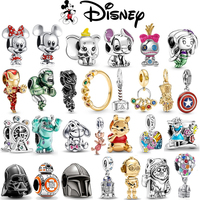 New 925 Sterling Silver Mickey Minnie Vinnie Charm of ley 925 Chain Beaded Fit Original Bracelet DIY  Ladies Party Gift Jewelry