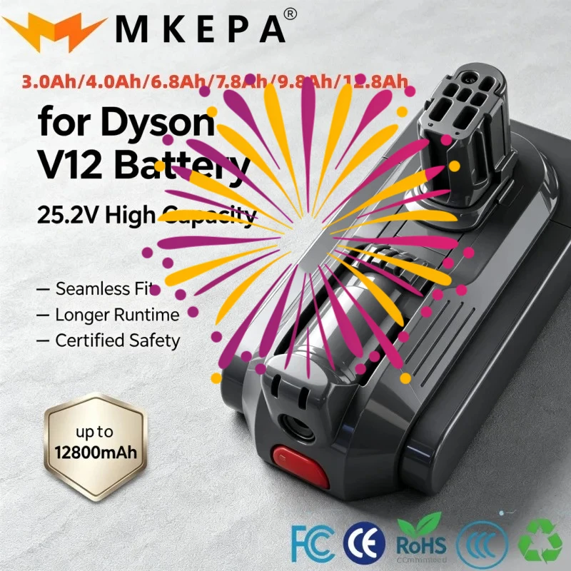 100% Brand New Original 25.2V 3000‑12800mAh Replacement Battery For V12 SV20 SV30 SV35 SV46 Vacuum Cleaner