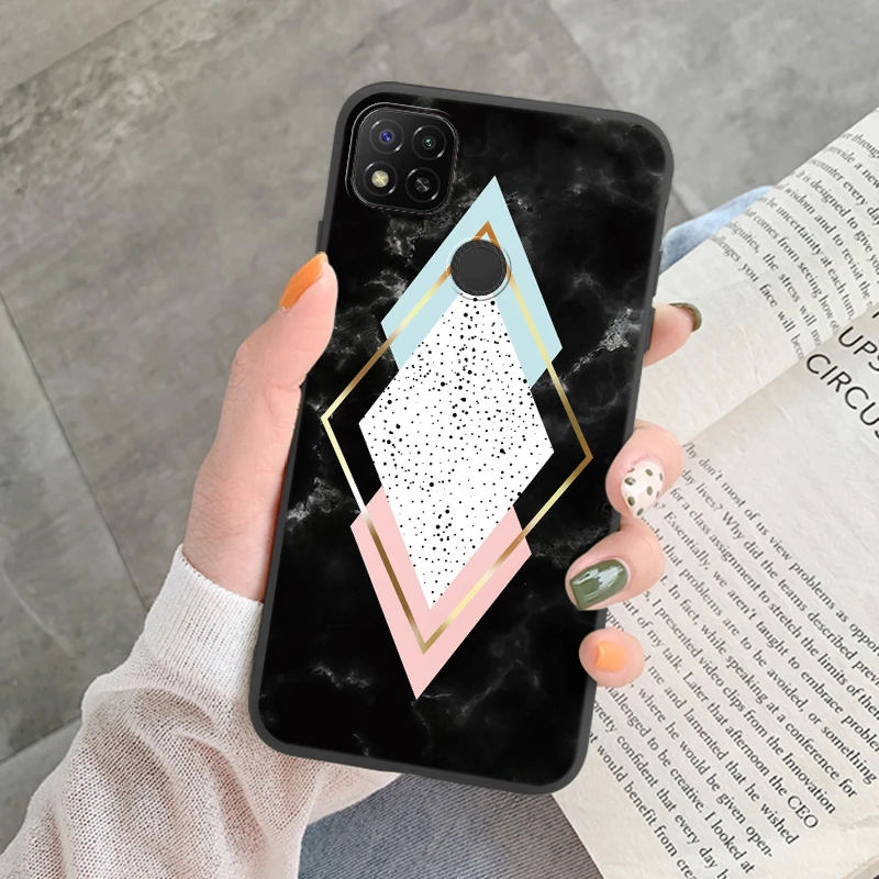 Marble Pattern Phone Case For Redmi 9C 9 C NFC 10A 10C 12C 11A Protective Cover Case Pink Silicone Soft Funda Coque Women Girls
