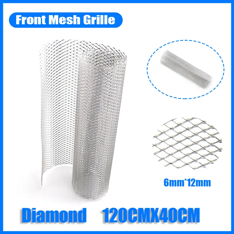 

120cm x 40cm 6*12mm Hole Aluminium Racing Car Truck Bumper Grille Grill Mesh Net Vent Silver Tuning Universal DIY Protect Filter