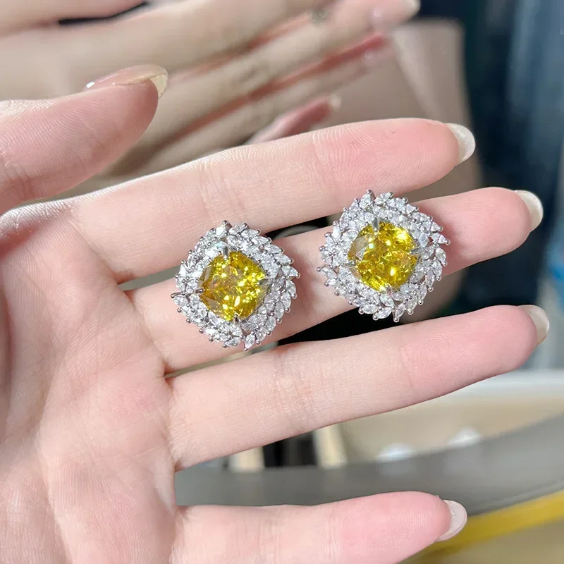 MDL مويسانيتي نمط تألق الأميرة الوردي 10*10 18K خمر الزبرجد ساحة القمح هامش زركونيا خاتم الماس وأقراط #4