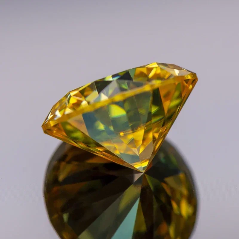 Moissanite Loose Stone Golden Yellow Colour Round Cut Gemstone Synthetic Lab Created Heat Diamond Comes with GRA Certificate