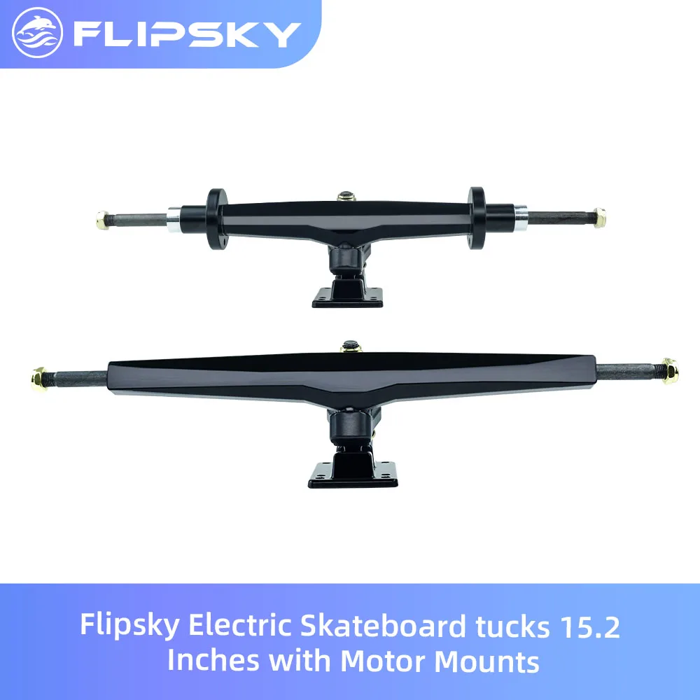 Flipsky Electric Skateboard Tucks 15.2 Inches With Motor Mounts For Electric Skateboard Double Kingpin Trucks Kits Electric