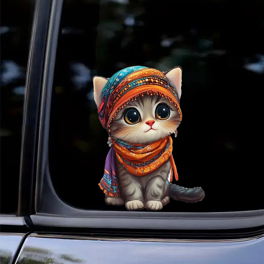 15x12cm Cute Cat Cartoon Shape Stickers Waterproof Vinyl Stickers for Car, Bumper, Window, Laptop, Wall and Glass Surface