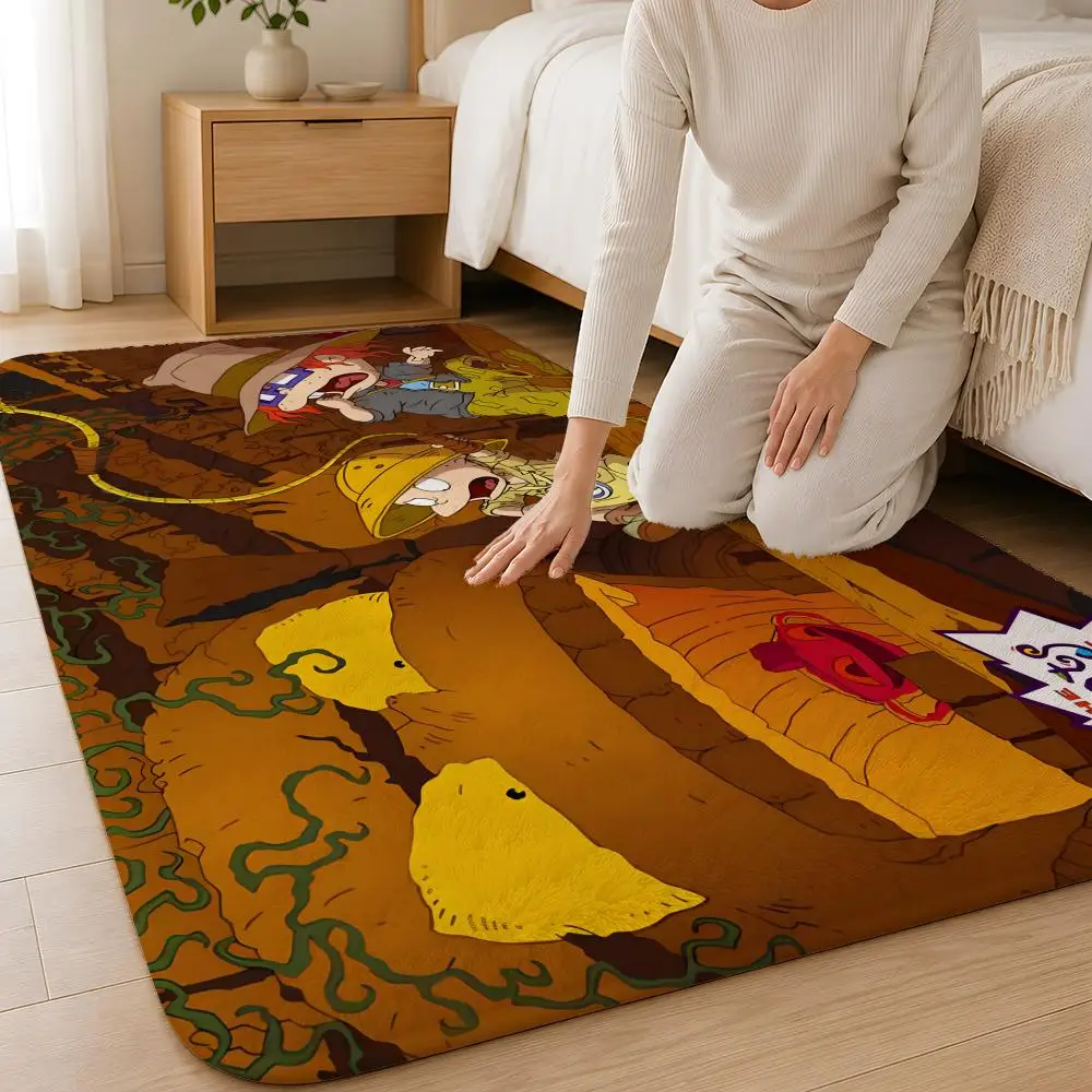 Anime R-Rugrats Floor Mat Machine Washable Soft Flannel Area Rug, Non-Slip Absorbent Floor Mat for Living Room Bedroom